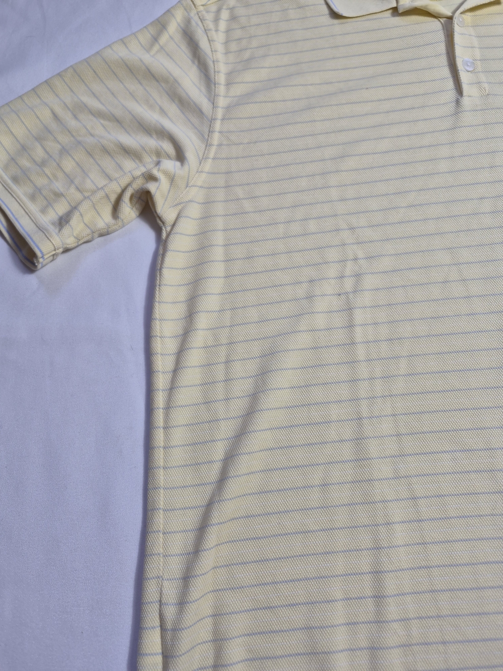 Nike Dri-Fit Polo Shirt Mens L Yellow Striped Cotton Blend Short Sleeve Collared - Picture 9 of 10